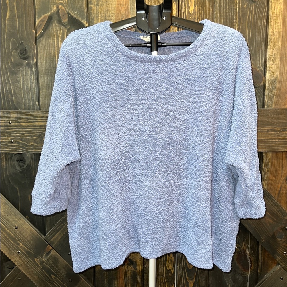 Before You Oversized Boucle Sweatshirt M L Blue Soft‎ Cozy Stretch Lagenlook